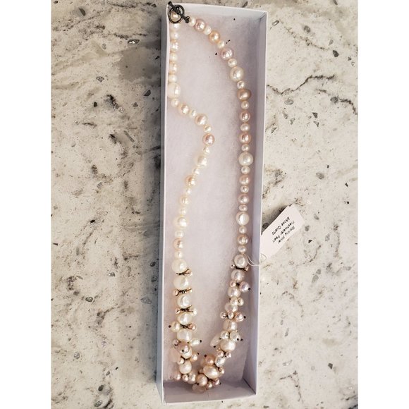 NWT Pink Freshwater Pearls with Quartz and Sterling Silver Necklace - Picture 1 of 4